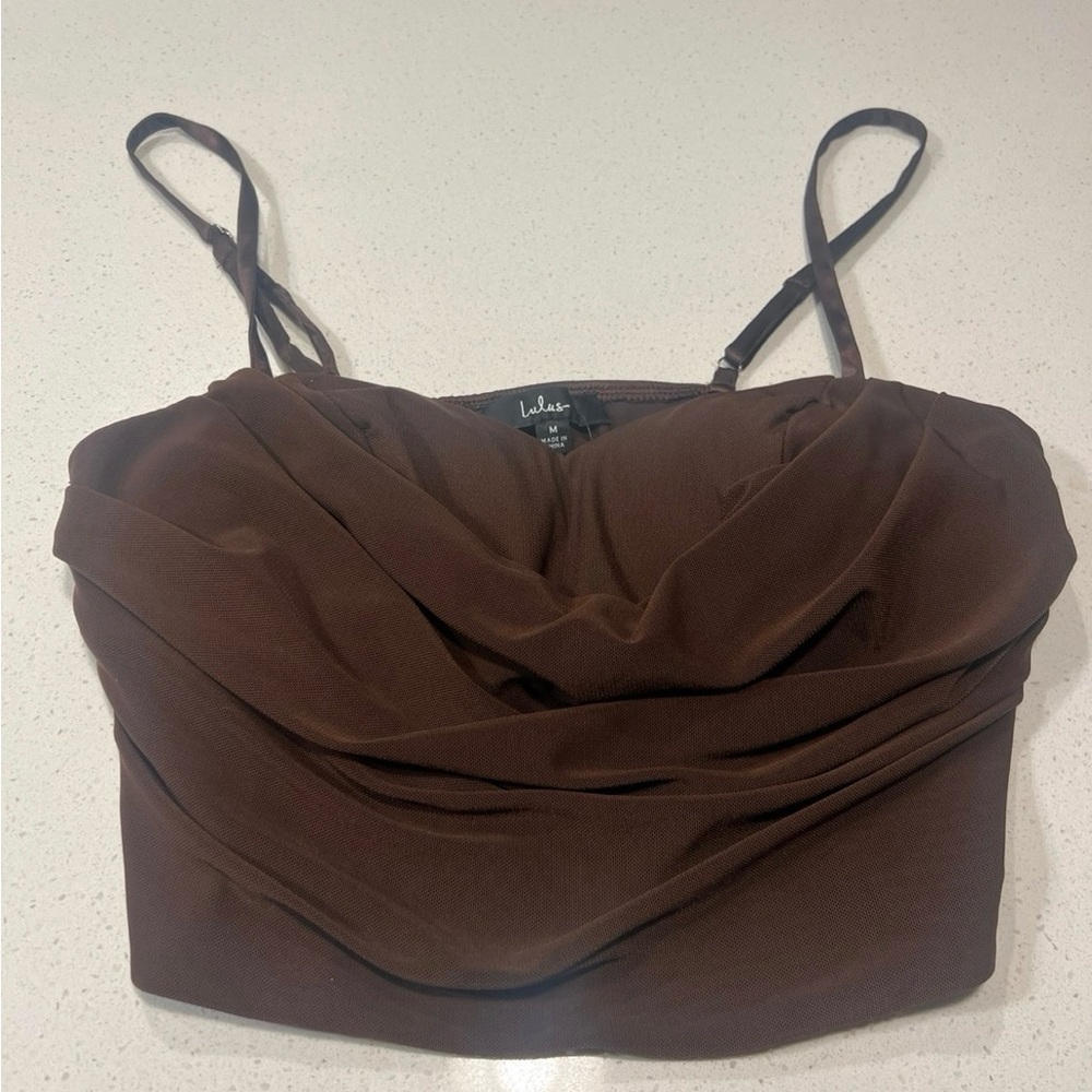 Lulu's Brown Ruched Crop Camisole